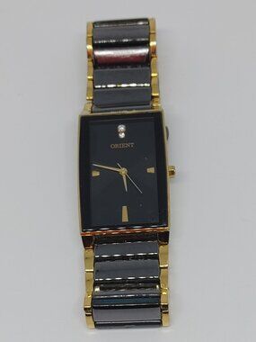 Vintage Orient Tank Dress Watch Two-Tone Gold Black